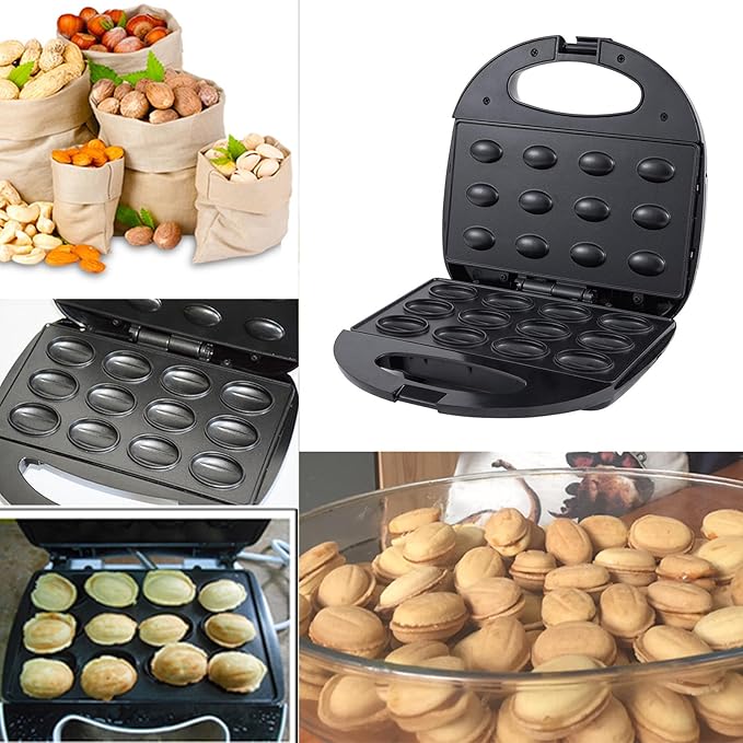 Electric Walnut Cake Maker, Non Stick Walnut Cookie Maker, Automatic Mini Nut Waffle Bread Machine, Electric cookie press Baking Breakfast Maker for Home Cooking