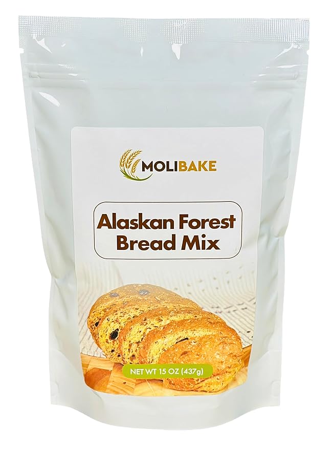 Molibake Alaskan Forest Bread Mix 15 oz Cranberry Multigrain Baking Mix with Flax & Sunflower Seeds