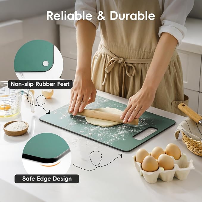 Wood Fiber Cutting Board Set of 2, Composite Cutting Board for Kitchen, Dishwasher Safe, Non-Toxic, BPA Free, Non-Slip, High Density Chopping Board for Meat Vegetables Fruits
