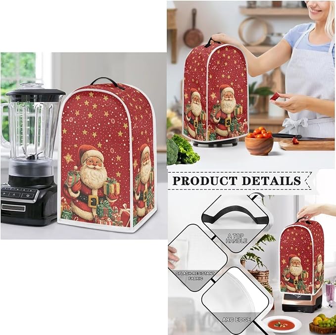 Merry Christmas Slow Cooker & Oven Covers - Santa Claus 3 Piece Set, Universal Size Crock Pot & Toaster Cover, Woman's Gift (Red)