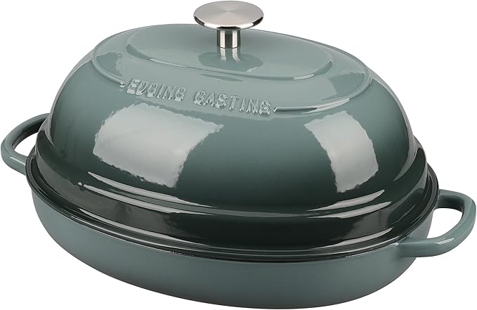 Enameled Oval Cast Iron Dutch Oven Pot with Lid, Bread Dutch Oven for Sourdough Bread Baking, Dutch Oven Bread, Bread Oven, 6QT, Slateblue