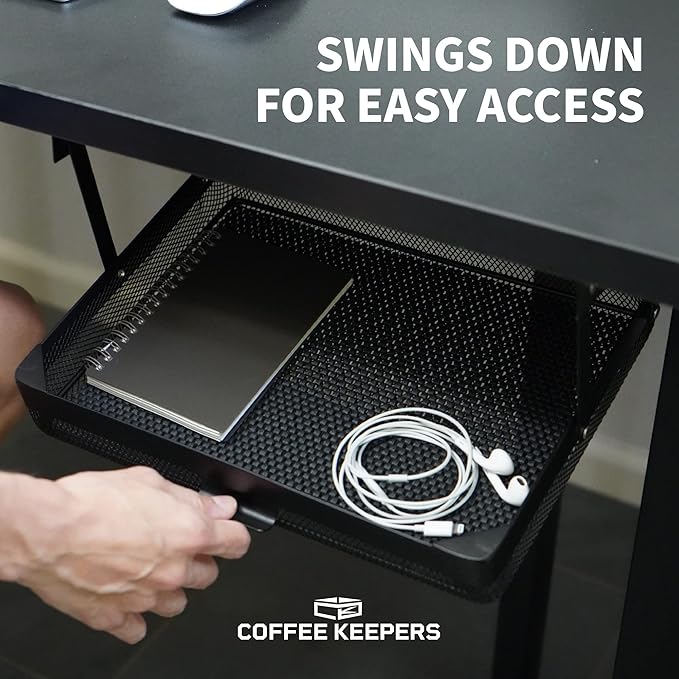 KEEPERS - Under Desk Drawer Slide Out – Metal Under Desk Storage Drawer for Office, Home, RV, Kitchen – Slim Under Table Drawer Attachment with Easy DIY Mount - Under Desk Organizer - 11x10x2.5In