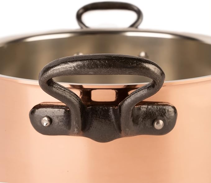 Cuisine Romefort | tinned copper pot with cast iron handles and lid | traditional stockpot made of solid copper | stewpot from France ideal for soups and stews 5 qt