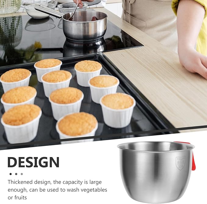 Stainless Steel Mixing Bowl with Handle 7.5 Inch Deep Batter Bowl for Kitchen Baking Cooking Prep