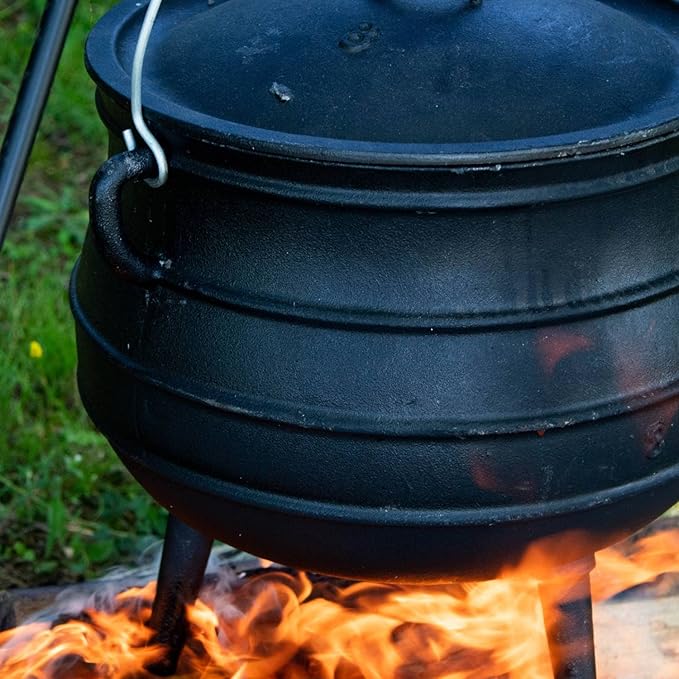 Lehman's Campfire Cooking Kettle Pot - Cast Iron Potje Dutch Oven with 3 Legs and Lid, 13.5 inch, 3.5 gallon