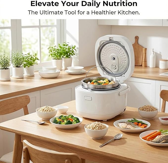 Stainless Steel Steamer Basket for 10-Cup Rice Cooker - Metal Steaming Rack with Handle, Effectively Removes Sugar from Rice for Healthy Diet, Vegetable Steamer Insert