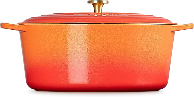 Le Creuset Enameled Cast Iron Signature Oval Dutch Oven, 15.5 qt., Flamme Doree with Crucible Knob