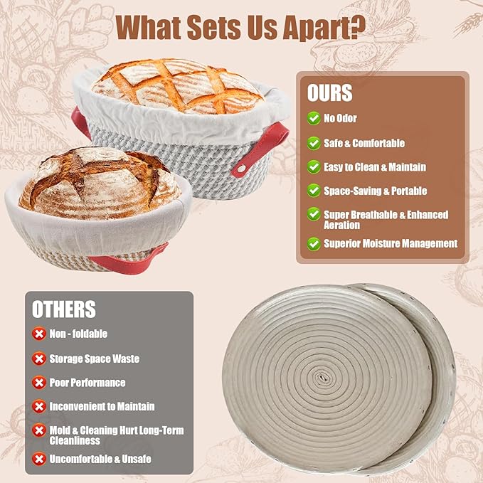 Sourdough Starter Kit, Sourdough Bread Baking Supplies with 40oz Jar, 10" & 11" Cotton Banneton Proofing Baskets Set - Artisan Bread Tools, Silicone Sling for Homemade Sourdough Baking