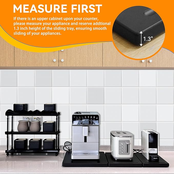 Wood Appliance Slider with 360' Wheels,16"D x 13"W Sliding Tray for Coffee Maker & Heavy Kitchen Appliances,Countertop Appliance slider for Kitchen Appliance, Premium Wood Rolling Tray,No Assemble