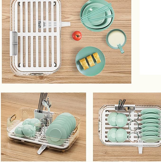 Dish Drying Rack, Dish Rack for Kitchen Counter Bowl Plate Storage Dish Drainer Rack with Drainboard for Kitchen Counter and Sink