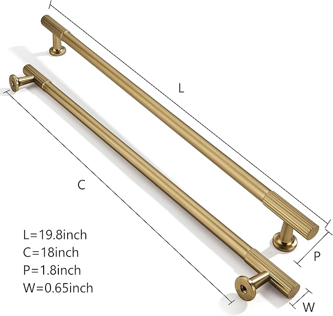 khtumeware Appliance Pull 18 Inch Hole Center 1 Pack Brushed Brass Cabinet Pulls Heavy Duty Solid Warm Brass Kitchen Drawer Handles Cabinet Hardware for Cupboard Drawer Handles Dresser Pulls