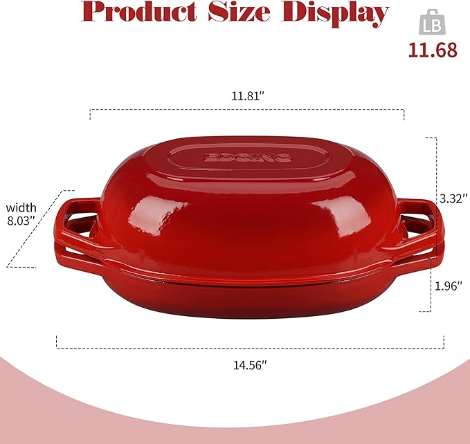 Enameled Cast Iron Oval Dutch Oven Pot with Lid, Dutch Oven for Sourdough Bread Baking, Oval Bread Pan, Bread Oven, Bread Dutch Oven, 5qt, Red