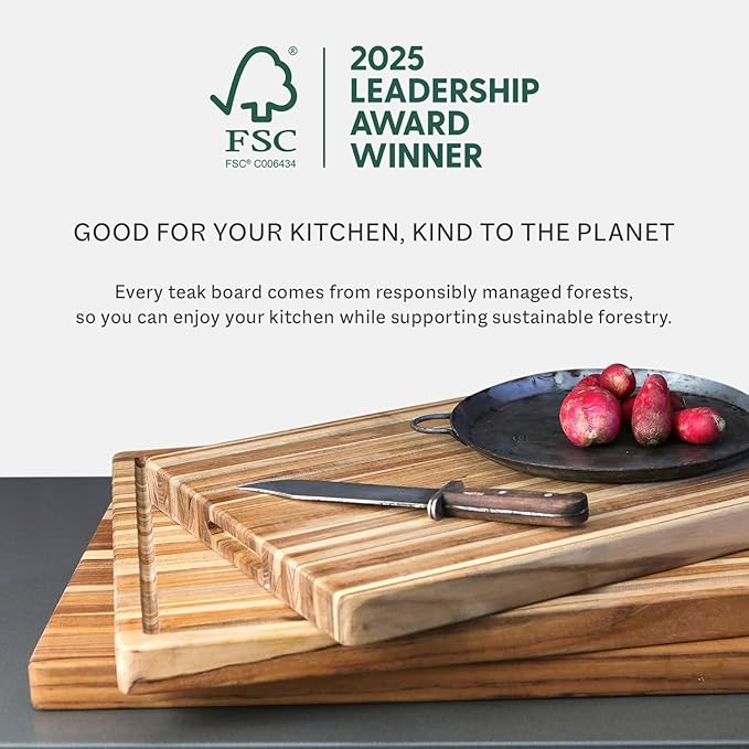 Teakhaus Butcher Block Carving Board - Medium Thick Cutting Board with Juice Groove - Holiday Gift Ideas for Men and Women - Gift-Ready End Grain Wood, Knife Friendly - FSC Certified
