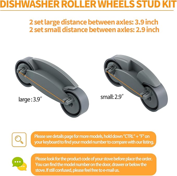 Upgraded WD35X21041 WD12X10277 Dishwasher Wheels Lower Rack Replacement Parts for GE Dishwasher Roller Wheels Bottom Rack GE Profile Triton XL Dishrack Parts Lower Roller Axle 4 Kits
