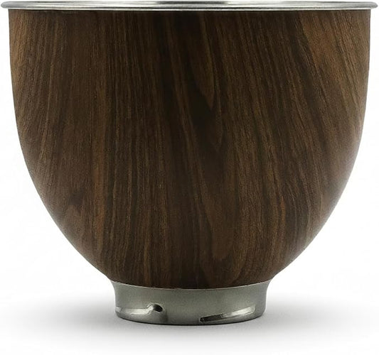 Stainless Steel 5 Quart Mixer Bowl for Kitchenaid Classic&Artisan Tilt Head Stand Mixer, Wood Texture, Fit for K45, KSM75, KSM90, KSM150, Heavy Duty, Dishwasher Safe