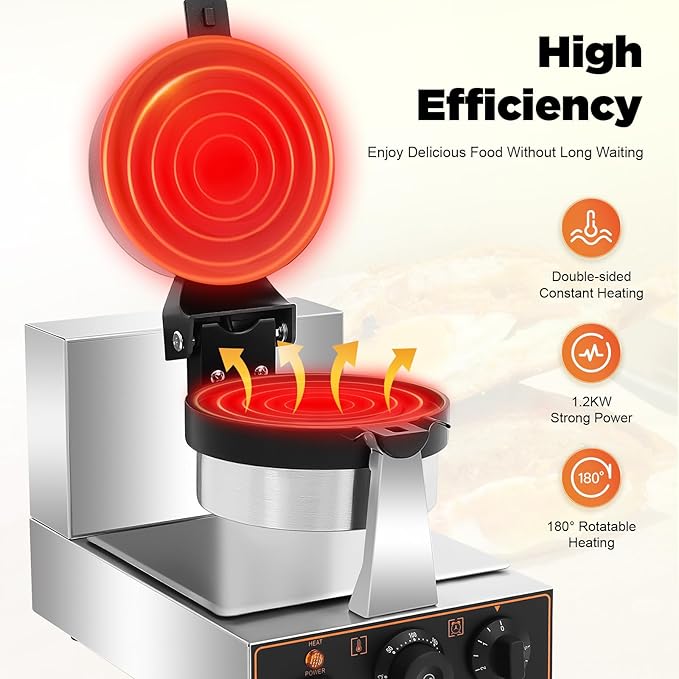 Electric Burger Baking Machine Commercial Cone Maker Double-Sided Constant Heating Ice Cream Sandwich Maker for Home Kitchens Snack Food Factories Panini Press Machine