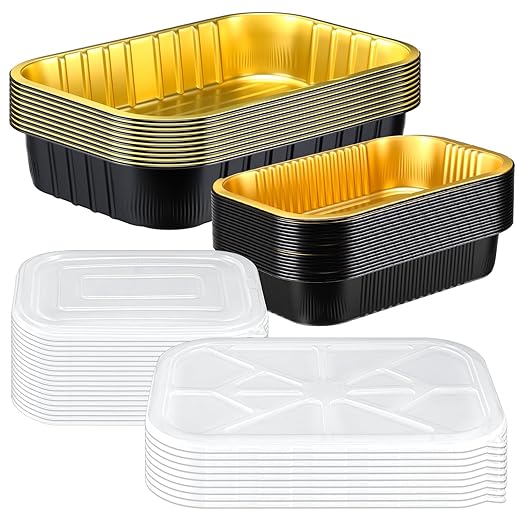 30 Pack Aluminum Pans with Lids Kit Includes 10 Pack 10x13 Half Size Oven Steam Table Tin Foil Pans Collocation 20 Pack 8.7x6 Disposable Baking Pan Chafing Trays