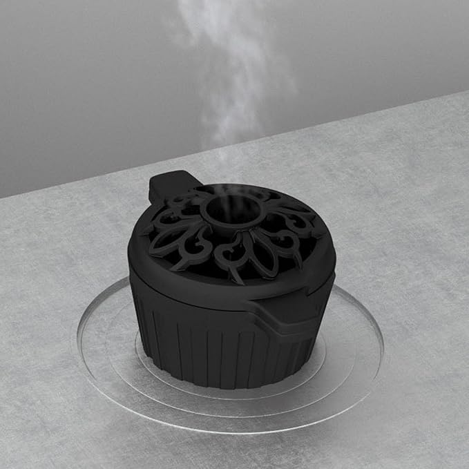 Cast Iron Steamer for Wood Stove Humidifier Woodstove Pot with Hollow Carved Lid, Matte Black Finish, 1.32 Quart Capacity, Indoor Decorative