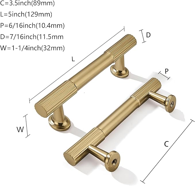 khtumeware 3-1/2 Inch(89mm) Hole Center 10-Pack Champagne Bronze Cabinet Pulls Heavy Duty Soild Satin Brass Kitchen Drawer Handles Cabinet Hardware for Cupboard Drawer Handles Dresser Pulls