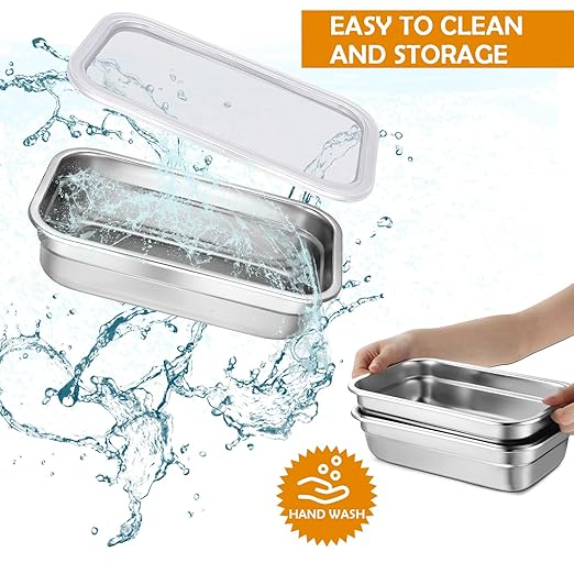 8 Pcs 304 Stainless Steel Food Storage Containers with Lid Hotel Pans for Kitchen Home Catering Food Prep Restaurant Buffet Hotel(2.5 Inch Deep)