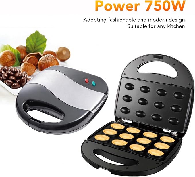 Electric Walnut Cake Maker, Non Stick Walnut Cookie Maker, Automatic Mini Nut Waffle Bread Machine, Electric cookie press Baking Breakfast Maker for Home Cooking