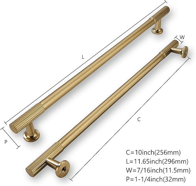khtumeware 10 Inch Hole Center 5-Pack Champagne Bronze Cabinet Pulls Heavy Duty Soild Satin Brass Kitchen Drawer Handles Cabinet Hardware for Cupboard Drawer Handles Dresser Pulls