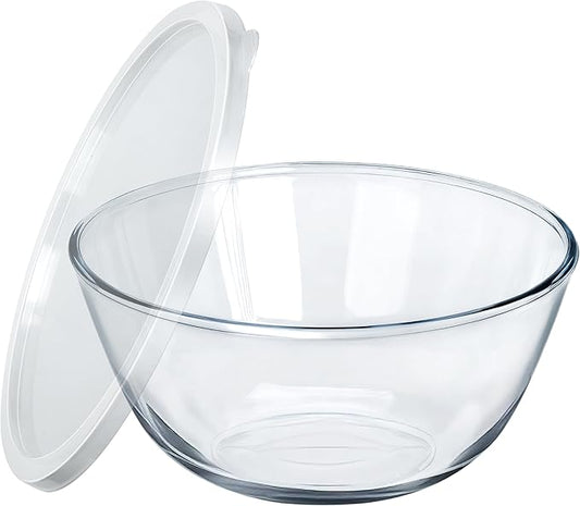 OZY Large Glass Bowl for Sourdough Bread Making,4.9 Quart Glass Mixing Bowl for Sourdough Bread with Lid,Large Glas Salad Bowl,Kitchen Salad Bread Storage