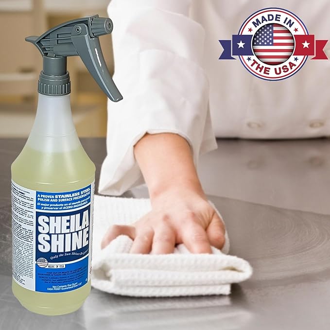Sheila Shine 1 Quart Stainless Steel Cleaner and Polish – Cleans, Polishes & Protects Kitchen Appliances, Refrigerators, Sinks, Ovens & Grills – Stainless Steel Cleaner Spray Bottle