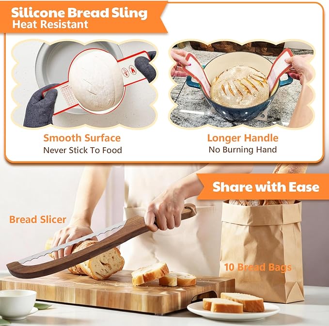 Sourdough Starter Kit with Scale, Banneton Bread Proofing Basket, Sour Dough Starter Jar, Complete Sourdough Bread Baking Supplies Tools, Full Sourdough Bread Making Tool, Gift Set for Bakers Beginner