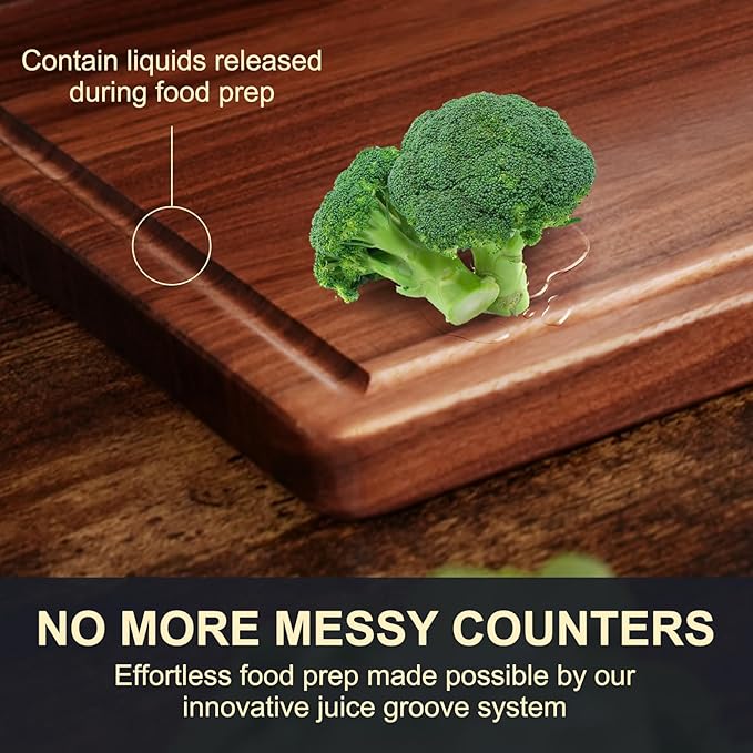 Walnut Wooden Cutting Boards for Kitchen, Solid Wood Cutting Board Set - Charcuterie & Chopping Butcher Block for Meat - Kitchen Gadgets Gift
