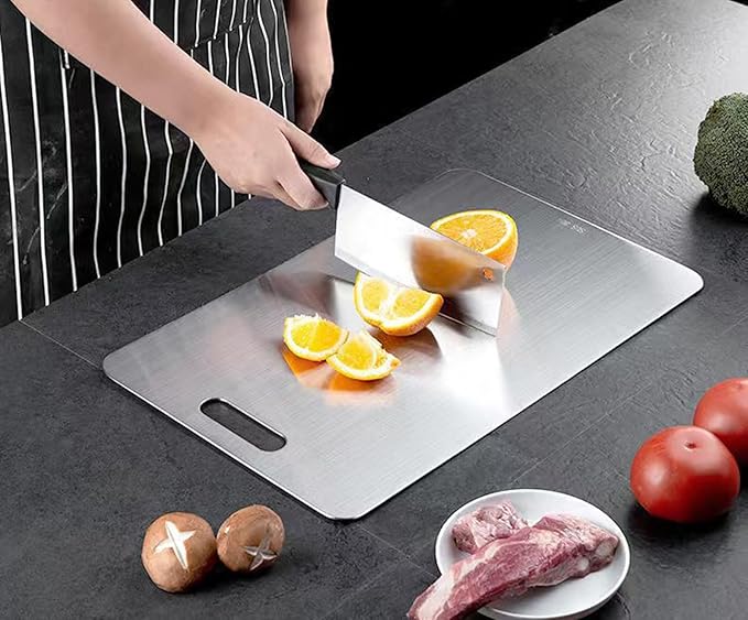 Titanium Cutting Board, New Upgrade Pure Titanium Cutting Boards for Kitchen,Food Grade 316 Stainless Steel Cutting Board，Double sided Dishwasher Safe 13.4 * 9inch