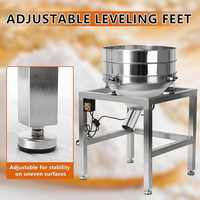 Automatic Powder Sifter Machine,110V Electric Powered Flour Sifter with 19.6" 40Mesh&100Mesh Sieve Screen for Baking Powder Grain Particles Food Industrial Processing