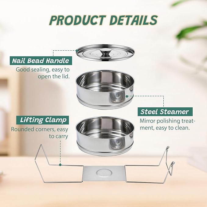 Stackable Stainless Steel Steamer Pots Set - 3 Tier Pans for 6QT Pressure Cookers, Dishwasher Safe Insert Cookware Instant Pot Accessories Stacking Pots for Steaming, Cooking, Serving
