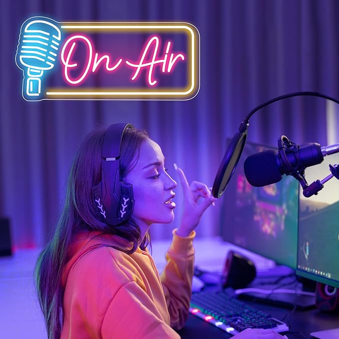 On Air Neon Sign Live Streaming Recording Sign LED Studio Live Decorative Lights USB Powered Bar Pub Store Club Gamers Man Cave Home Party Wall Art Decor