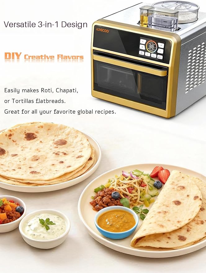 Fully Roti Maker, Automatic Chapati Maker,Roti & Chapati Maker, With 3 Temperature Settings, ElectricMachine for Chapati/Paratha/Tortilla/Thin Pancakes/Crepes