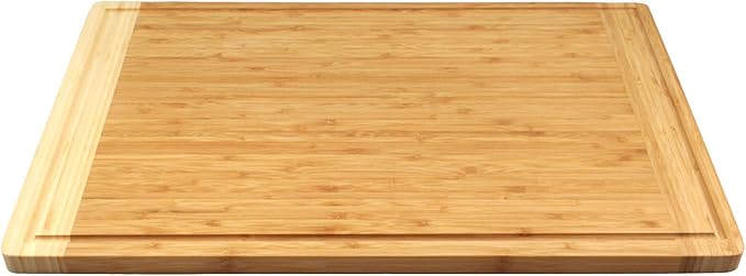 BambooMN Universal Premium Pull Out Cutting Boards - Under Counter Replacement - Designed To Fit Standard Slots - Heavy Duty Kitchen Board with Juice Groove - 22" x 14" x 0.75" - 2 Pieces