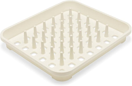 Addis 517943 Dish Draining Rack with Drying Pegs, W33.5 x d38cm, Linen Cream, 38 x 33.5 x 5 cm