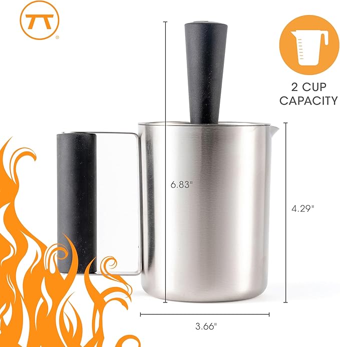 Outset Basting Brush and Pot, Stainless Steel Sauce Brush and Cup For Grill and Kitchen