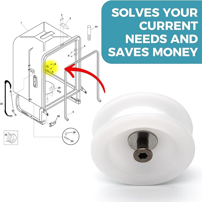5304507405 Dishwasher Roller Tub for Frigidaire Kenmore Crosley White-Westinghouse Tappan Galaxy, Dishrack Support Roller Assembly, Dishwasher Dishrack Roller Replace 154333902 154213401 4Pcs