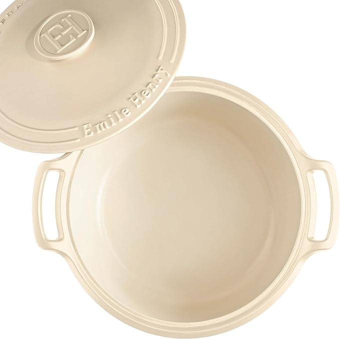 Emile Henry Made in France SUBLIME Ceramic 7.5 qt. Round Dutch Oven, Creme