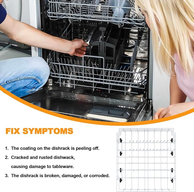 Upgraded 808602302 Dishwasher Lower Rack Replacement Parts for Frigidaire Kenmore Dishwasher Rack FDB1050REB0 LFBD2409LF3C Frigidaire Bottom Rack Lower Dishrack Assembly 154174501 Wheels Basket Drawer