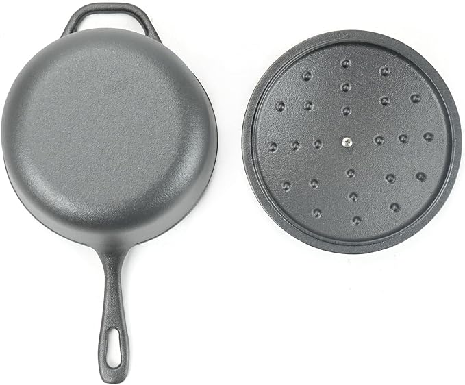 HAWOK 2 qt Cast Iron Mini Saucepan, 7 inch with Lid, Pre-seasoned