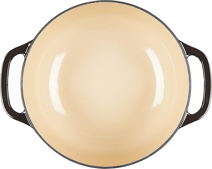 Lodge Essential Enamel Cast Iron Dutch Oven - Perfect for Bread Baking, Braising, Marinating & Slow Cooking - Features Moisture-Sealing Lid & Dual Handles - Kitchen Essentials - 6 Quarts - Midnight Chrome