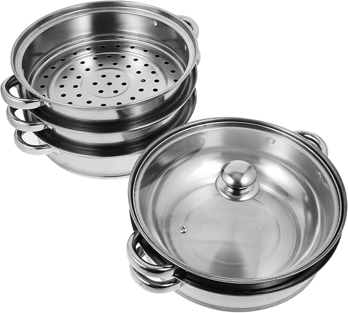 Luxshiny 5 Layer Stainless Steel Steamer Pot 12.20In Multifunctional Stockpot for Cooking Soup Dumplings Vegetables Home Kitchen