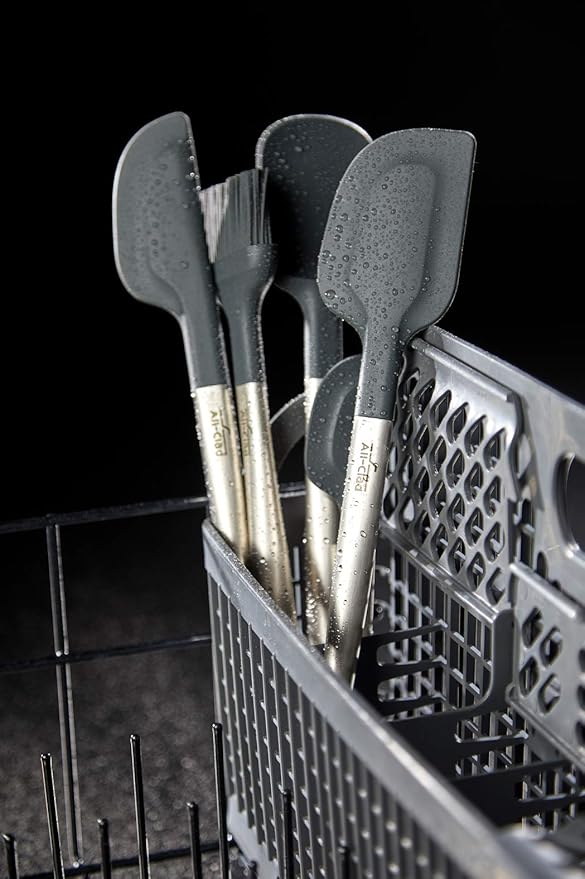 All-Clad Specialty Silicone Kitchen Gadgets Spatula Kitchen Tools, Kitchen Hacks Silver, Stainless Steel and Black