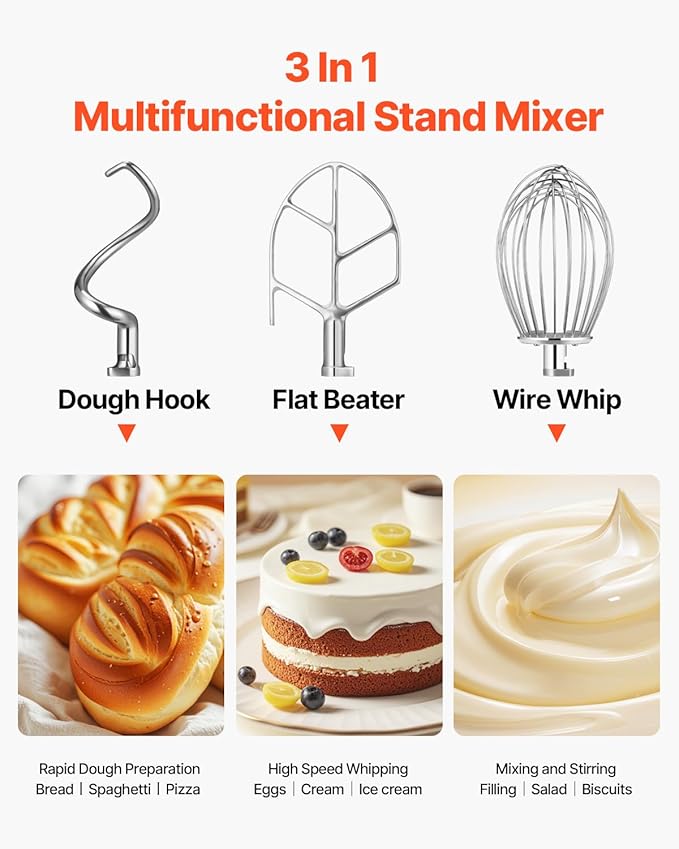 Happybuy 15Qt Commercial Food Mixer with Timing Function， Commercial Mixer 600W Stainless Steel Bowl Heavy Duty Electric Food Mixer Commercial with 3 Speeds Adjustable, Perfect for Bakery Pizzeria