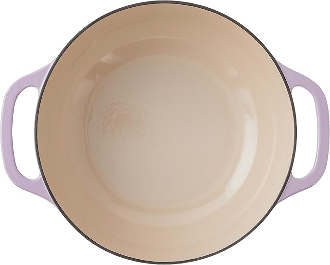 Lodge Essential Enamel Cast Iron Dutch Oven - Perfect for Bread Baking, Braising, Marinating & Slow Cooking - Features Moisture-Sealing Lid & Dual Handles - Kitchen Essentials - 6 Quarts - Lilac