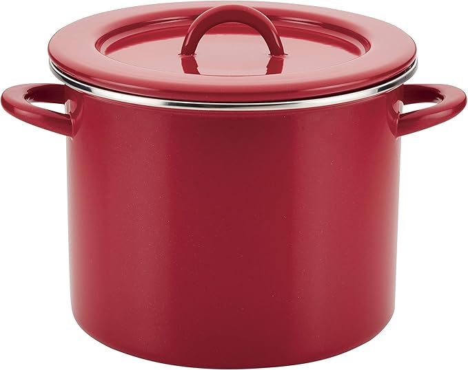Rachael Ray Create Delicious Stock Pot/Stockpot with Lid - 12 Quart, Red