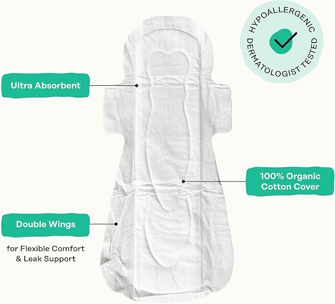 The Honey Pot Company - 64ct - Herbal Pads for Women - Organic Incontinence Overnight w/Wings - Infused w/Essential Oils for Cooling Effect - Postpartum Essentials - Feminine Care