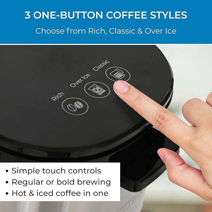 Kenmore Single Serve Coffee Maker – Compatible with Keurig K‑Cup Pods & Ground Coffee, One Cup Brewer, 6–14 Oz Brew Sizes, Travel Mug Friendly, Auto Shut‑Off, Hot & Iced Maquina de cafe, Black